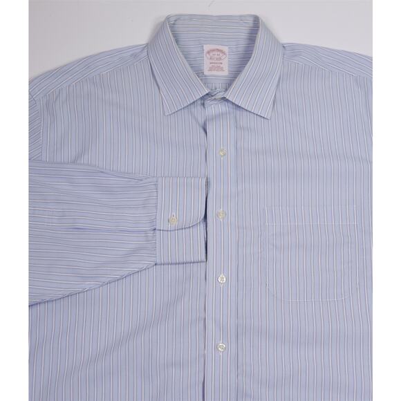 Brooks Brothers Madison Non-Iron Light Blue Striped Cotton Dress Shirt 17-33 - Picture 1 of 7